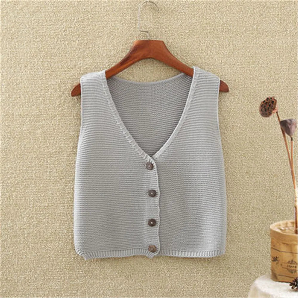 Women's Knit Vest Button Front