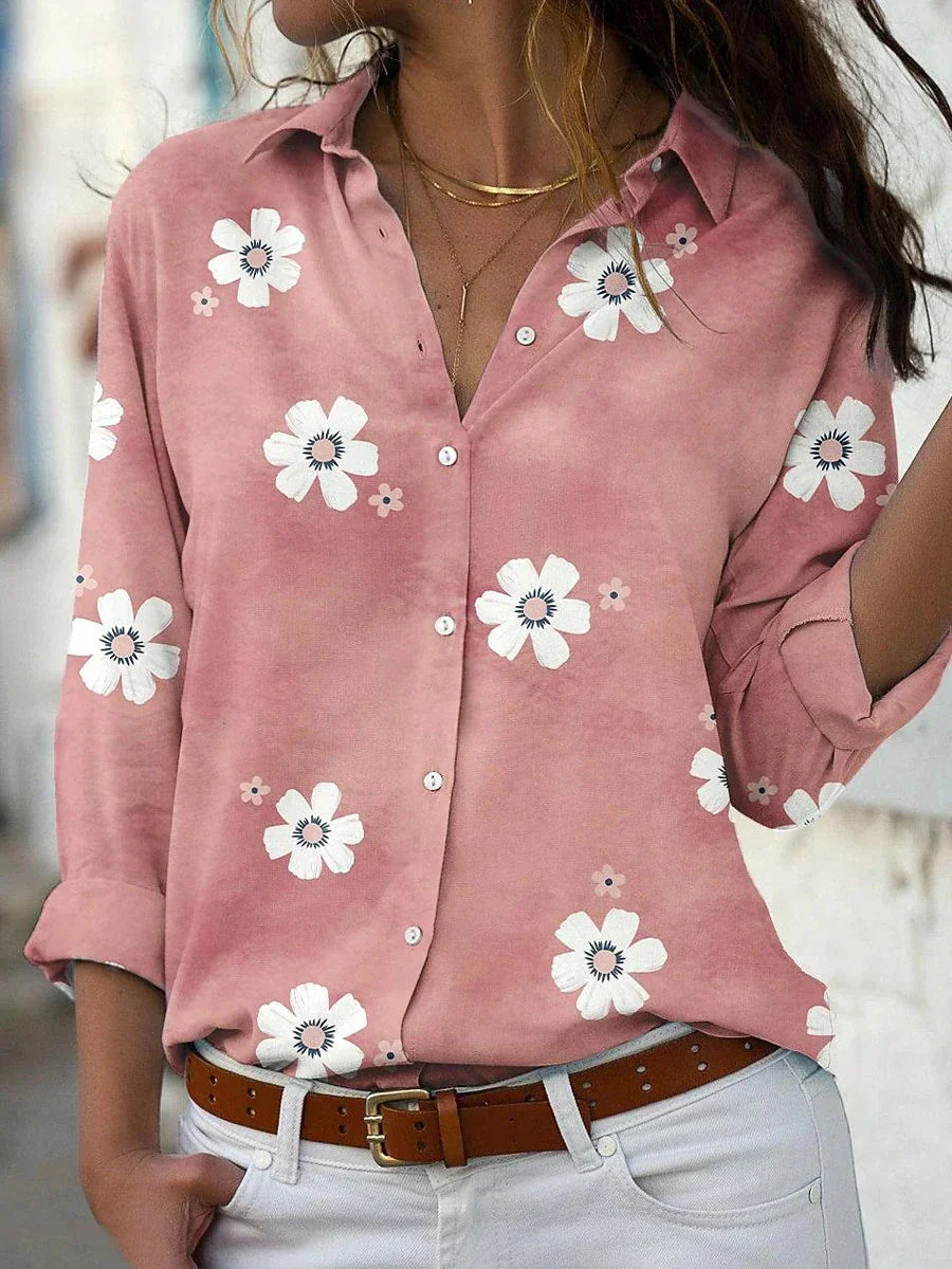 Women's Floral Print Blouse Button-Front - Vonnera