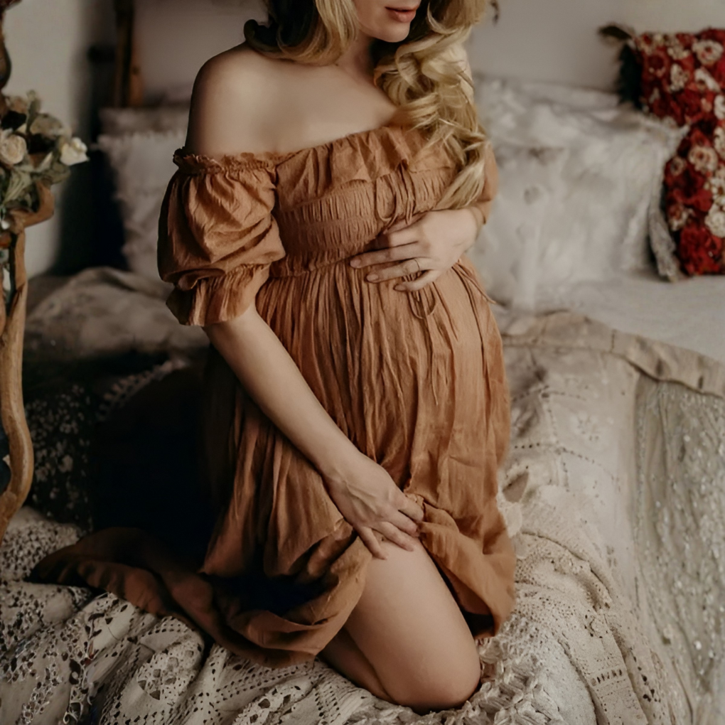 Women's Off Shoulder Maxi Maternity Dress - Vonnera