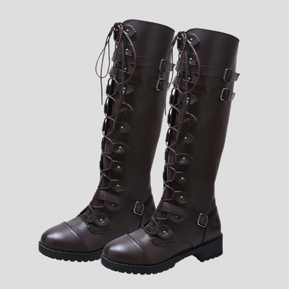 Women's Lace-Up Ankle Boots Buckle Detail