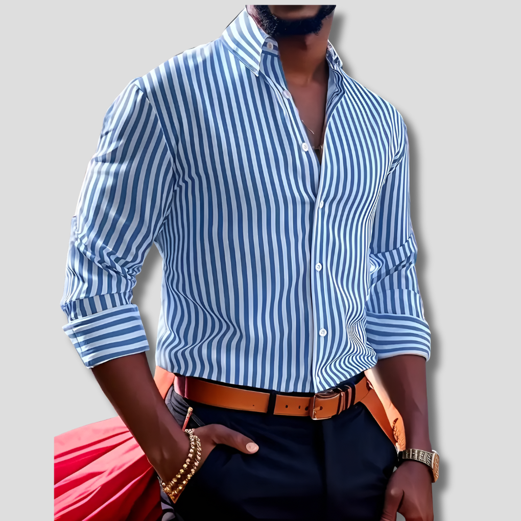 Men's Striped Cotton Casual Shirt