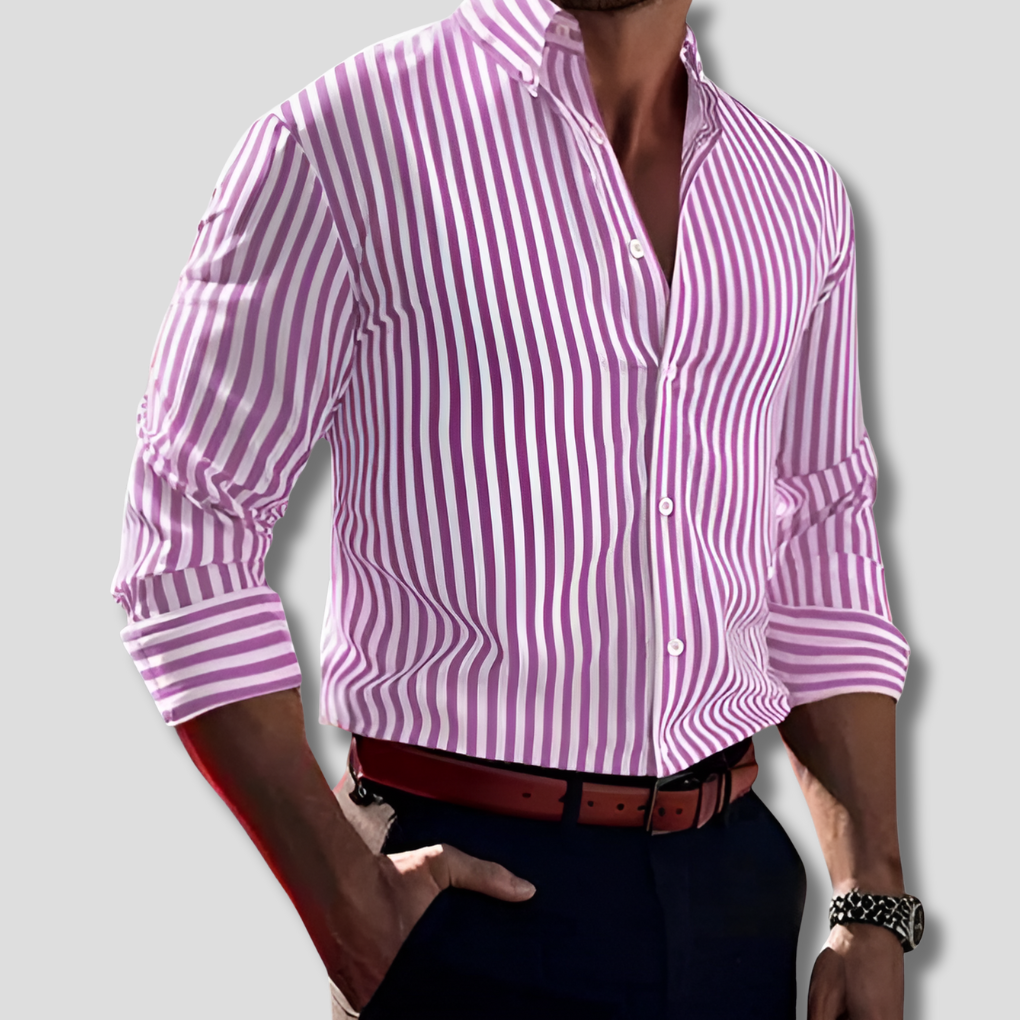 Men's Striped Cotton Casual Shirt