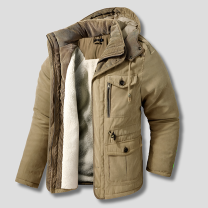 Men's Winter Parka Jacket Multi-Pocket Insulated