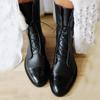 Women's Lace-Up Low Heel Boots