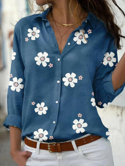 Women's Floral Print Blouse Button-Front