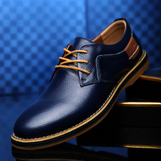 Men's Oxford Shoes Leather Lace-Up Brown Black - Vonnera