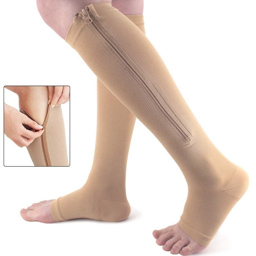Support Stockings Zipper Comfort Tired Legs Relief - Vonnera
