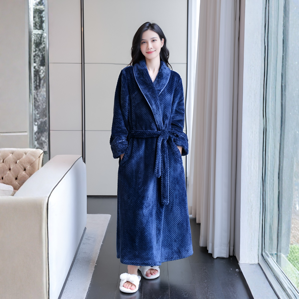 Women's Plush Hooded Bathrobe Soft