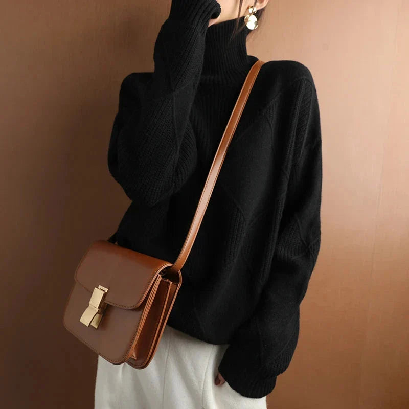Women's Textured Turtleneck Sweater - Vonnera