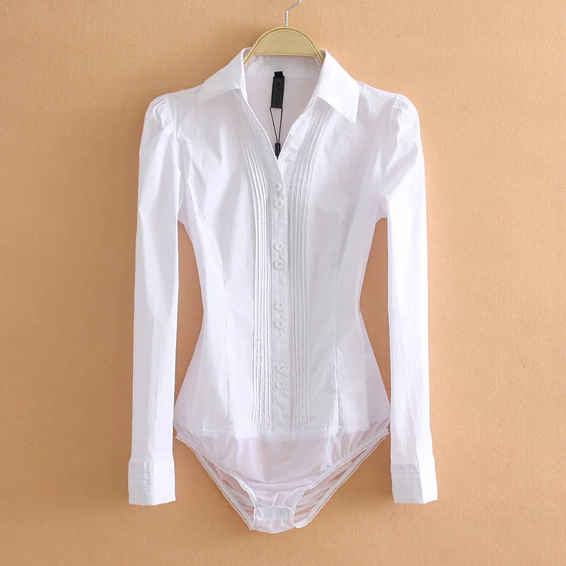 Women's Button Down Bodysuit Shirt - Vonnera