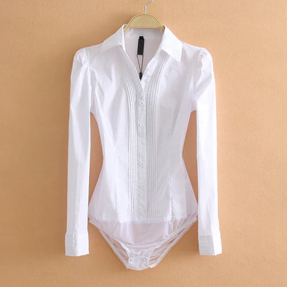 Women's Button Down Bodysuit Shirt - Vonnera