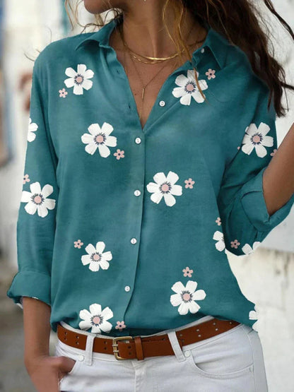Women's Floral Print Blouse Button-Front