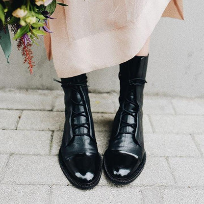 Women's Lace-Up Low Heel Boots