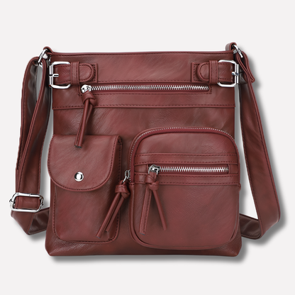 Women's Leather Shoulder Bag Multi Pocket