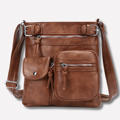Women's Leather Shoulder Bag Multi Pocket - Vonnera