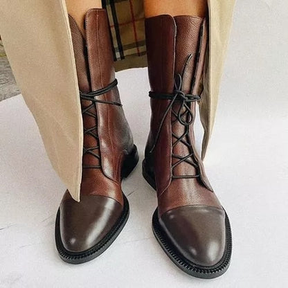 Women's Lace-Up Low Heel Boots