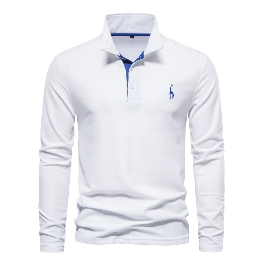 Men's Long Sleeve Polo Jumper Classic Collar Cotton
