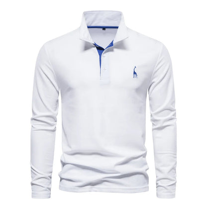 Men's Long Sleeve Polo Jumper Classic Collar Cotton