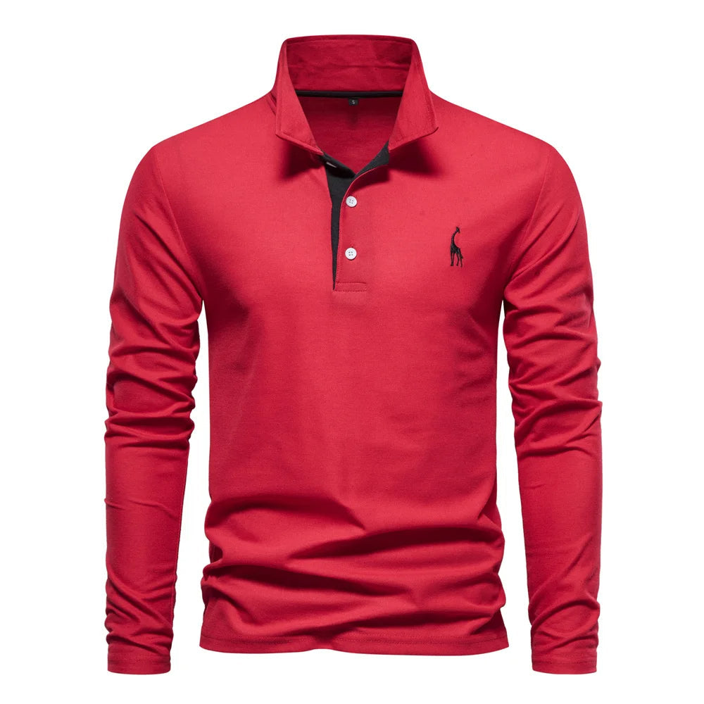 Men's Long Sleeve Polo Jumper Classic Collar Cotton - Vonnera