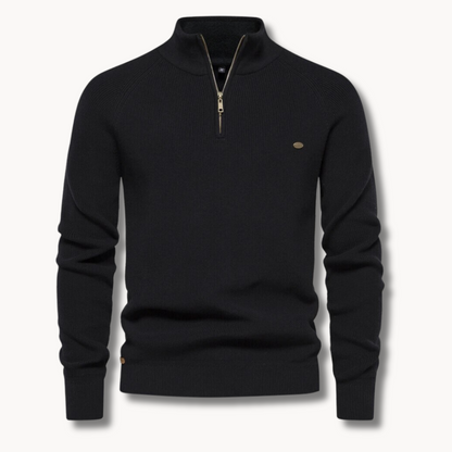 Men's Slim Fit Knitted Sweater Half-Zip Stand Collar