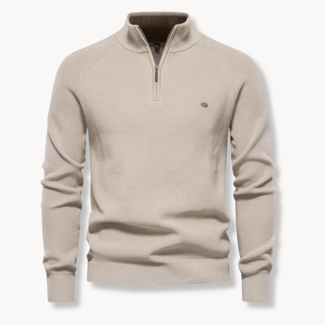 Men's Slim Fit Knitted Sweater Half-Zip Stand Collar