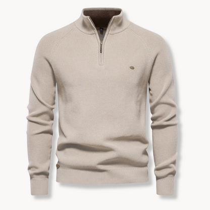 Men's Slim Fit Knitted Sweater Half-Zip Stand Collar