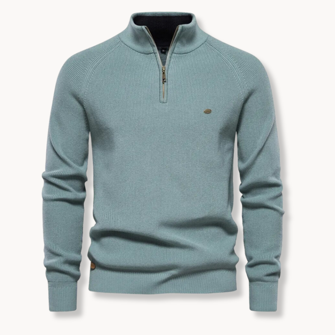 Men's Slim Fit Knitted Sweater Half-Zip Stand Collar