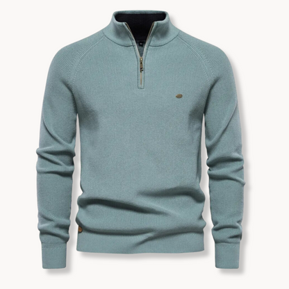 Men's Slim Fit Knitted Sweater Half-Zip Stand Collar