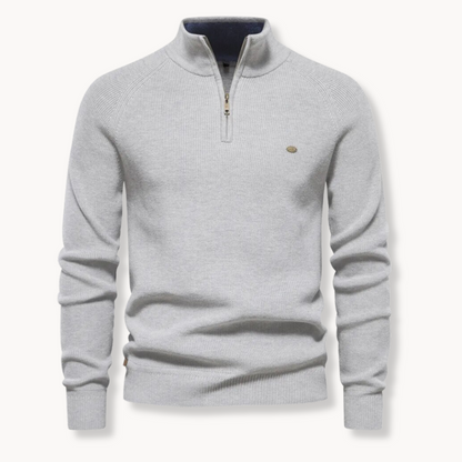 Men's Slim Fit Knitted Sweater Half-Zip Stand Collar