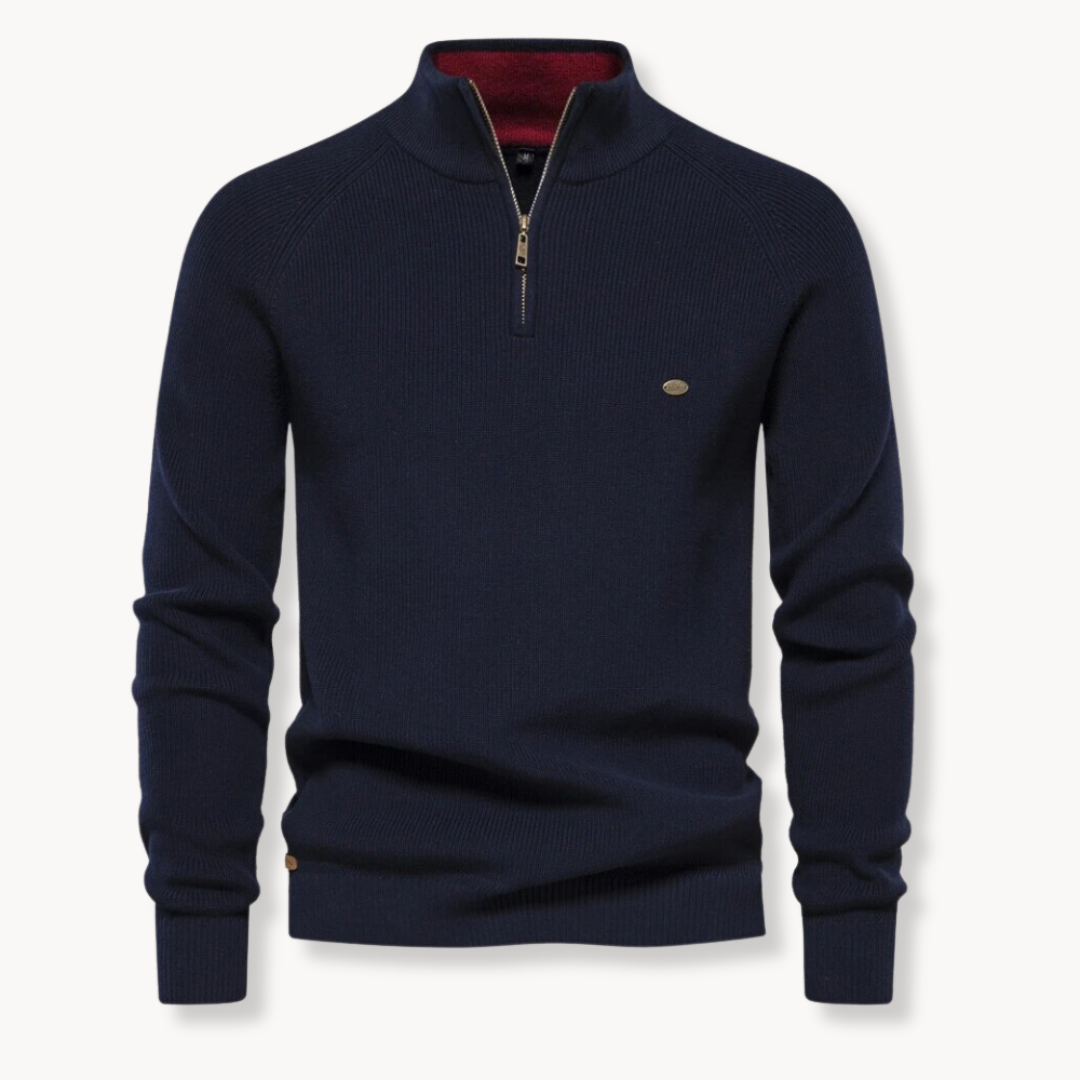 Men's Slim Fit Knitted Sweater Half-Zip Stand Collar - Vonnera