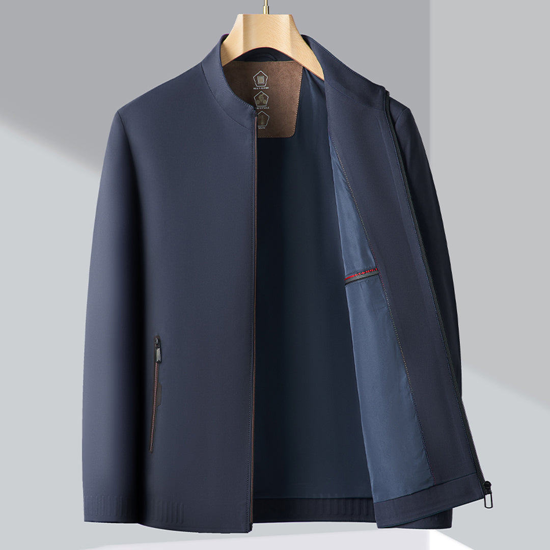Men's Smart Casual Jacket Rayon Blend Tailored Fit Black