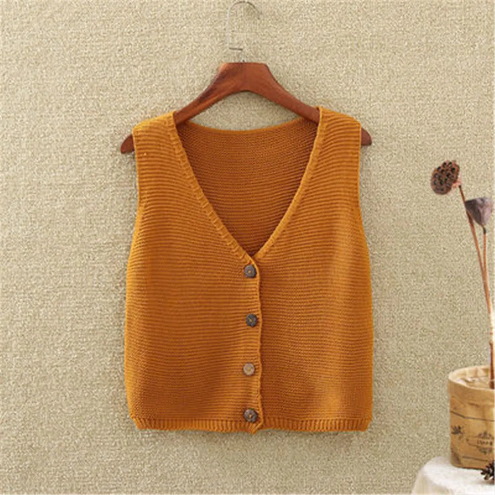 Women's Knit Vest Button Front