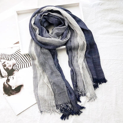 Cotton Linen Blend Scarf Lightweight Beige - Vonnera