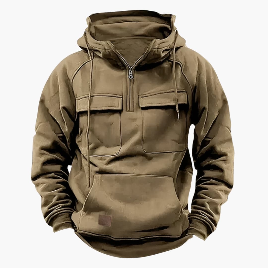 Men's Half-Zip Hoodie Chest Pockets - Vonnera