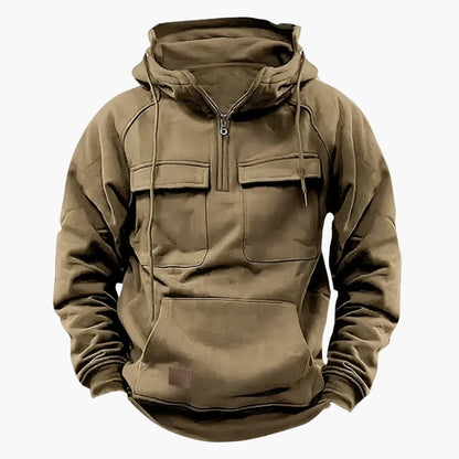 Men's Half-Zip Hoodie Chest Pockets - Vonnera