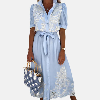Women's Blue Embroidered Dress