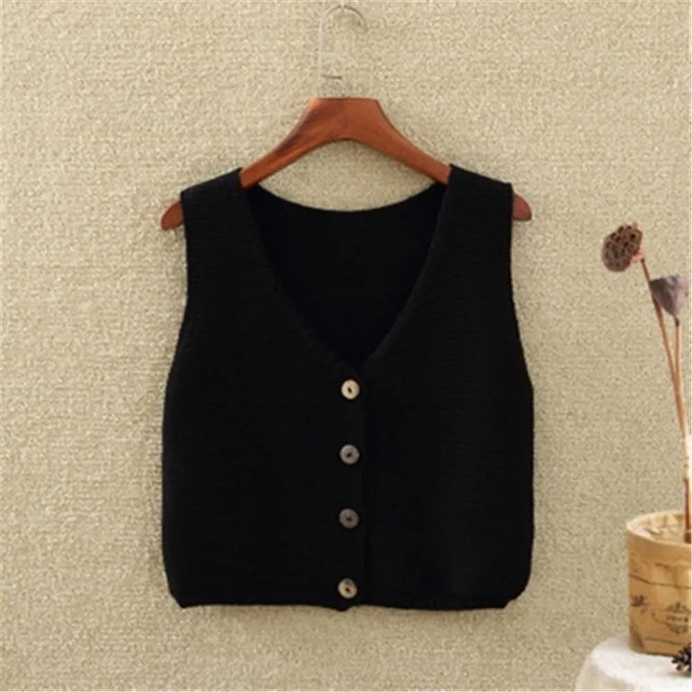 Women's Knit Vest Button Front - Vonnera