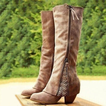 Women's Block Heel Knee High Boots - Vonnera