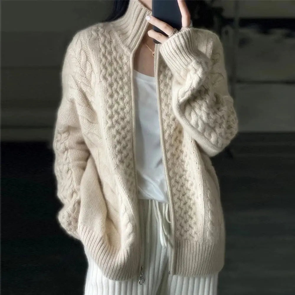 Women's High Neck Sweater Cardigan Soft Cozy - Vonnera
