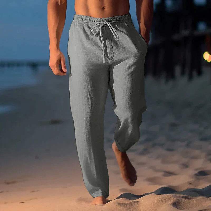 Men's Linen Pants Trendy Beige - Vonnera