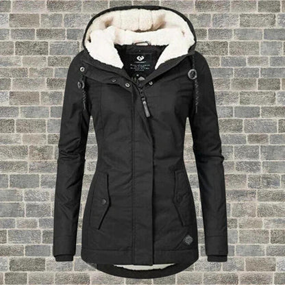 Women's Hooded Winter Coat Waterproof Insulated Black