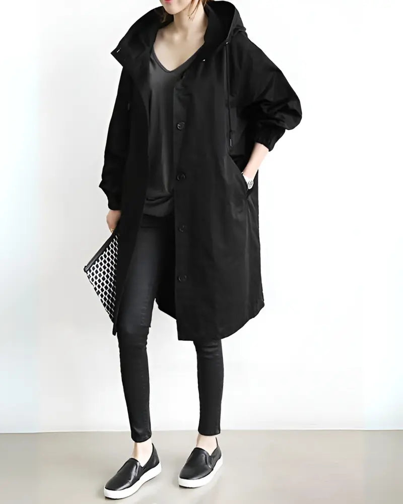 Women's Hooded Trench Coat Lightweight Warm - Vonnera