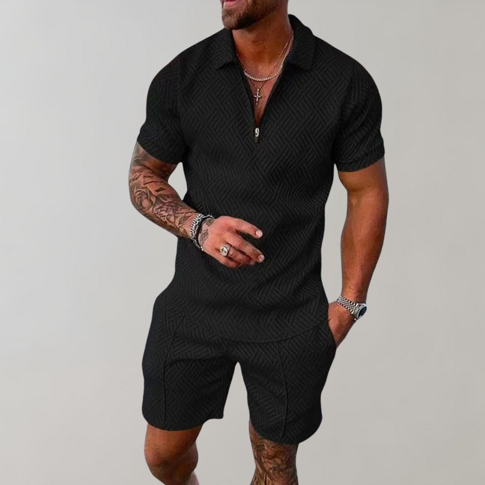 Men's Summer Shorts Polo Shirt Set