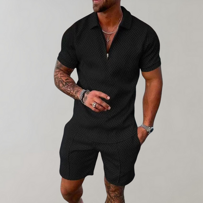 Men's Summer Shorts Polo Shirt Set