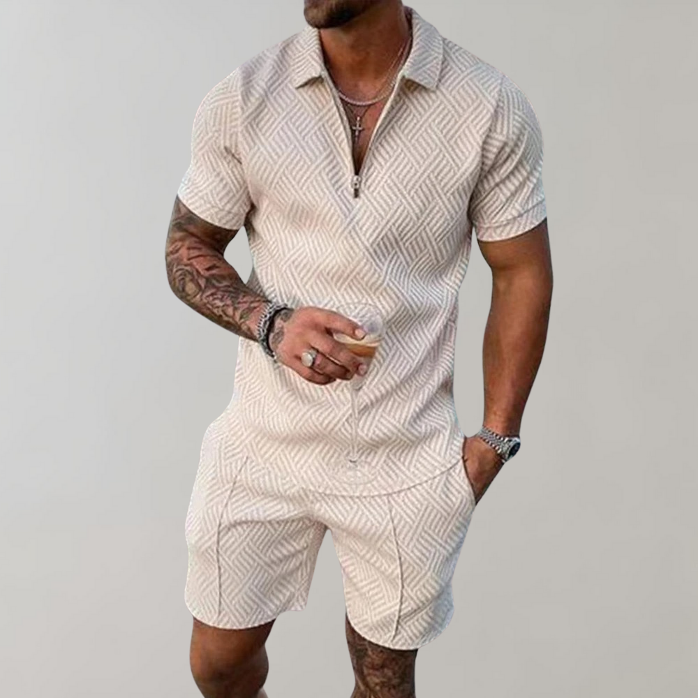 Men's Summer Shorts Polo Shirt Set