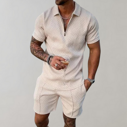 Men's Summer Shorts Polo Shirt Set