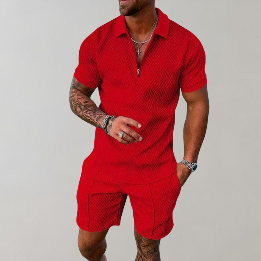 Men's Summer Shorts Polo Shirt Set