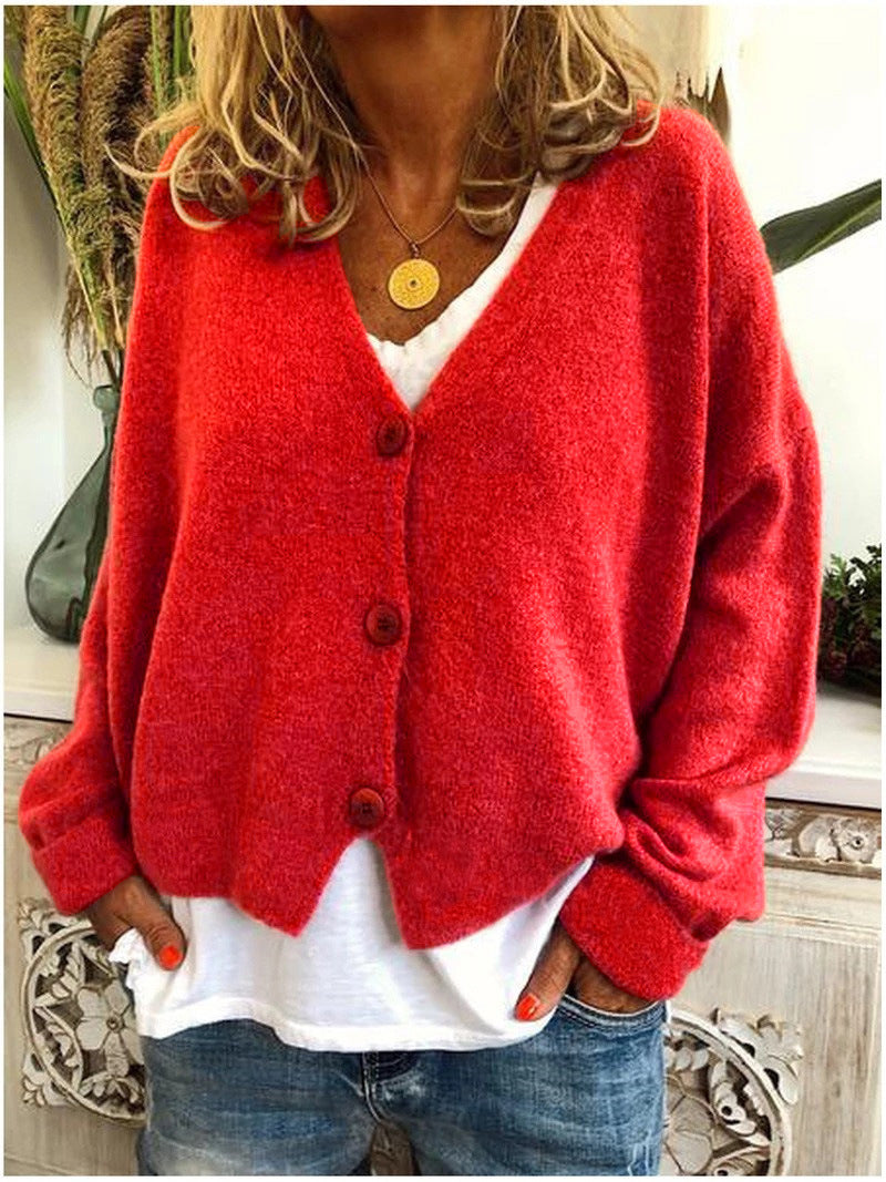 Women's V-Neck Cardigan Relaxed Fit