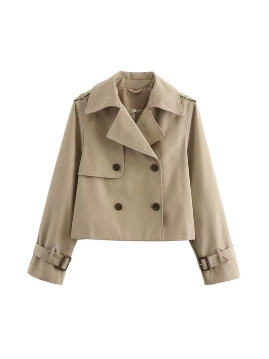 Women's Waterproof Trench Coat Belted Notched Collar - Vonnera
