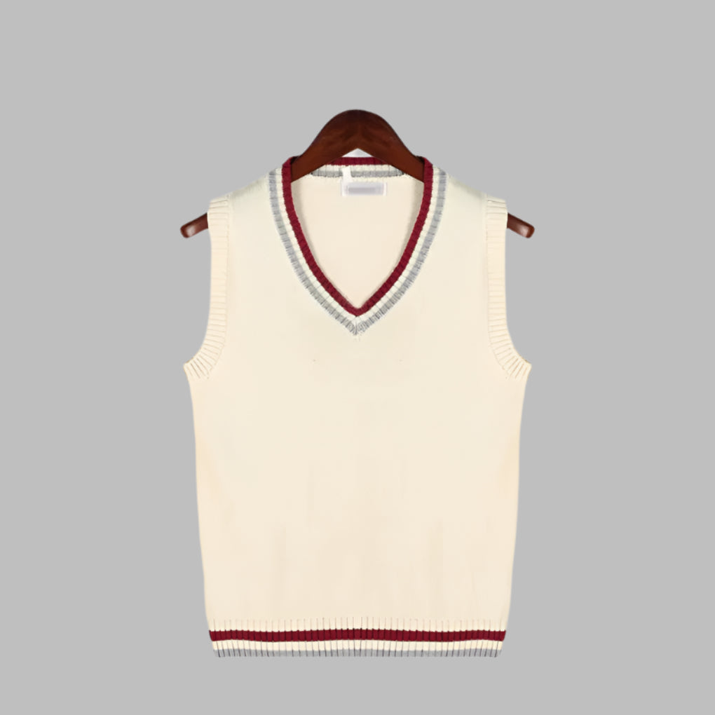 Sleeveless Striped Pullover Preppy Style